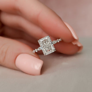 3.50CT Radiant Cut Hidden Halo Pave Moissanite Diamond Engagement Ring