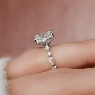 3.50CT Radiant Cut Hidden Halo Pave Moissanite Diamond Engagement Ring