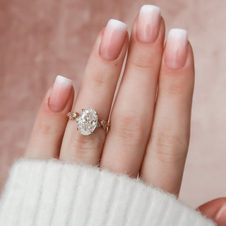 3.0CT Oval Cut Hidden Halo Cluster Diamond Moissanite Engagement Ring
