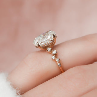 3.0CT Oval Cut Hidden Halo Cluster Diamond Moissanite Engagement Ring