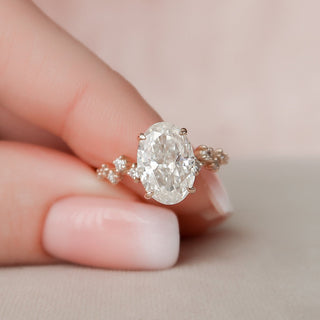3.0CT Oval Cut Hidden Halo Cluster Diamond Moissanite Engagement Ring