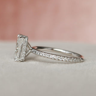 Chic 3.0ct radiant hidden halo moissanite ring top view