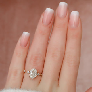 2.0CT Oval Cut Three Stones Diamond Moissanite Engagement Ring