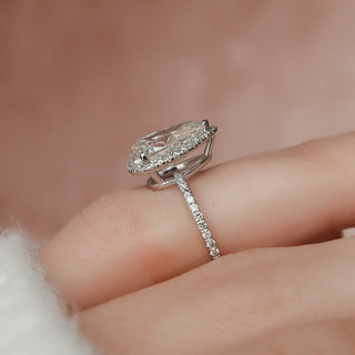 2.0ct Pear Cut Halo Pave Moissanite Diamond Engagement Ring