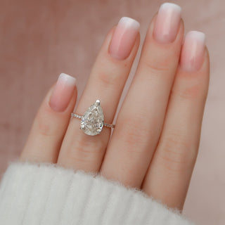 3.50CT Pear Hidden Halo Pave Moissanite Diamond Engagement Ring