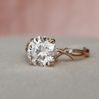 2.50ct Round Brilliant Twig Nature Inspired Moissanite Diamond Engagement Ring