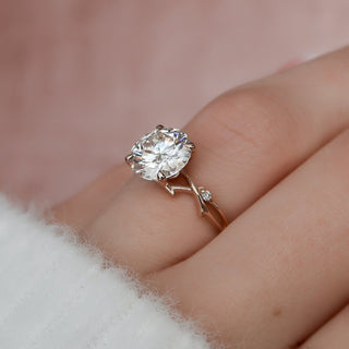 2.50ct Round Brilliant Twig Nature Inspired Moissanite Diamond Engagement Ring