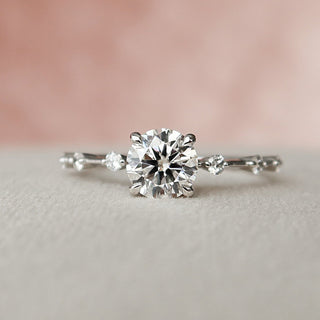 1.0CT Round Brilliant Petite Pave Diamond Moissanite Engagement Ring