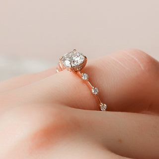 1.0CT Round Brilliant Petite Pave Diamond Moissanite Engagement Ring