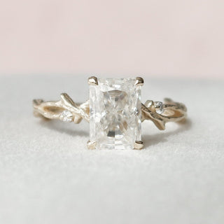 2.0CT Radiant Cut Twig Nature Inspired Moissanite Diamond Engagement Ring