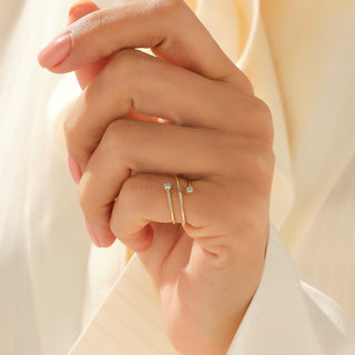 Adjustable Open Moissanite Diamond Ring in Solid Yellow Gold
