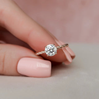 1.0CT Round Cut Braided Moissanite Bridal Engagement Ring Set