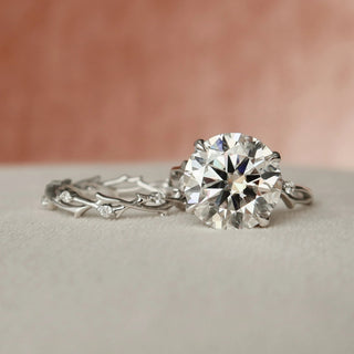 5.0CT Round Cut Twig Style Diamond Moissanite Bridal Engagement Ring Set