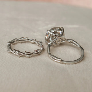5.0CT Round Cut Twig Style Diamond Moissanite Bridal Engagement Ring Set