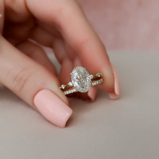 3.0CT Oval Cut Petite Pave Eternity Diamond Moissanite Bridal Engagement Ring Set