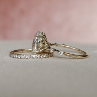 3.0CT Oval Cut Petite Pave Eternity Diamond Moissanite Bridal Engagement Ring Set