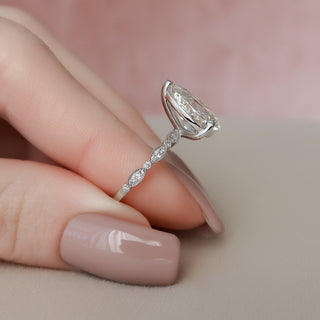 3.0CT Pear Cut Vintage Pave Diamond Moissanite Engagement Ring