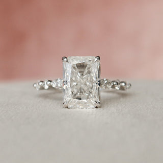 3.50CT Radiant Cut Hidden Halo Pave Moissanite Diamond Engagement Ring