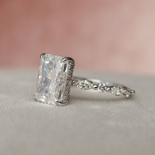 3.50CT Radiant Cut Hidden Halo Pave Moissanite Diamond Engagement Ring