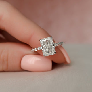 3.50CT Radiant Cut Hidden Halo Pave Moissanite Diamond Engagement Ring