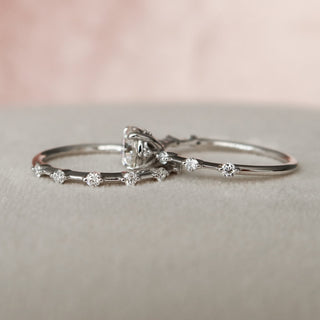 1.0CT Round Cut Petite Pave Eternity Diamond Moissanite Bridal Engagement Ring Set
