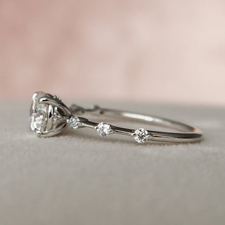 1.0CT Round Brilliant Petite Pave Diamond Moissanite Engagement Ring