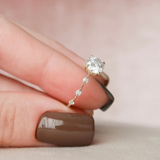 1.0CT Round Brilliant Petite Pave Diamond Moissanite Engagement Ring