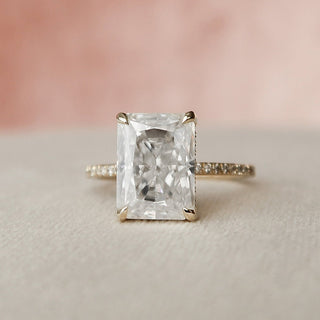 5.0CT Radiant Hidden Halo Moissanite Diamond Engagement Ring