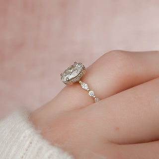 2.0CT Oval Cut Hidden Halo Pave Eternity Diamond Moissanite Bridal Engagement Ring Set