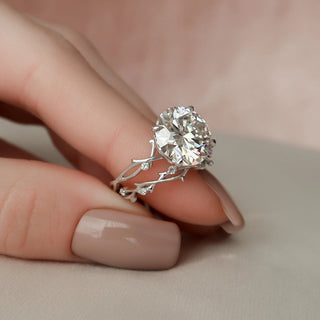5.0CT Round Cut Twig Style Diamond Moissanite Bridal Engagement Ring Set