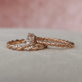 1.0CT Round Cut Braided Moissanite Bridal Engagement Ring Set