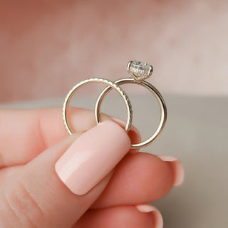 1.50CT Pear Cut Hidden Halo Solitaire Eternity Pave Moissanite Bridal Engagement Ring Set