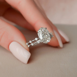 3.0CT Oval Cut Petite Pave Diamond Moissanite Bridal Engagement Ring Set