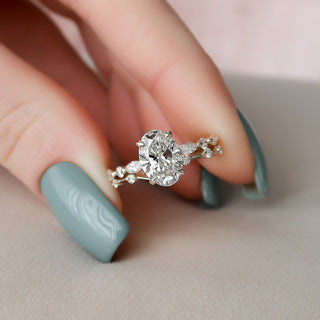 2.0CT Oval Cut Hidden Halo Pave Eternity Diamond Moissanite Bridal Engagement Ring Set