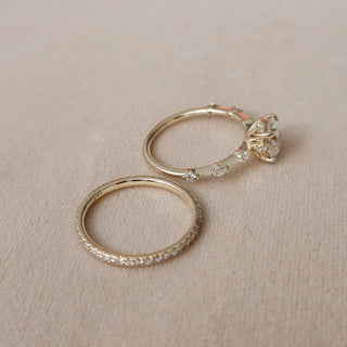 1.50CT Round Brilliant Cut Petite Pave Eternity Diamond Moissanite Bridal Engagement Ring Set