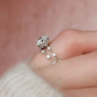 2.0CT Round Brilliant Cut Petite Pave Diamond Moissanite Bridal Engagement Ring Set