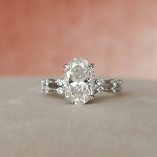 3.0CT Oval Cut Petite Pave Diamond Moissanite Bridal Engagement Ring Set