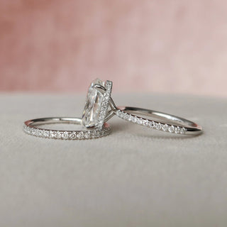 3.50CT Oval Cut Hidden Halo Eternity Pave Diamond Moissanite Bridal Engagement Ring Set