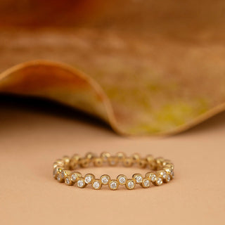 Bezel Set Round Cut Diamond Full Eternity Wedding Band for Women