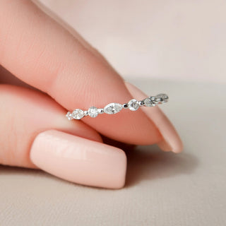 Sparkling 1.0ct radiant hidden halo moissanite wedding band top view