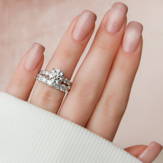 2.50CT Round Cut Hidden Halo Full Eternity Pave Diamond Moissanite Bridal Engagement Ring Set