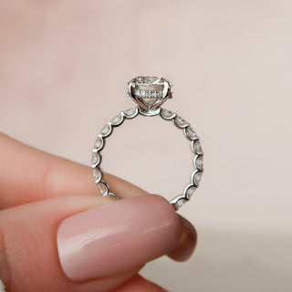 2.50CT Round Cut Hidden Halo Full Eternity Pave Diamond Moissanite Bridal Engagement Ring Set