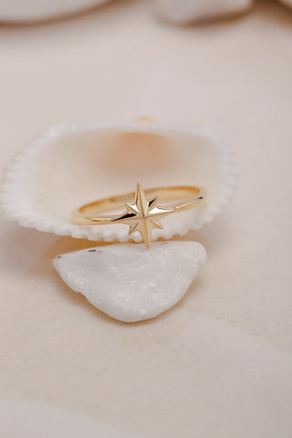 18K Yellow Gold Starburst Wedding Ring Gift for Women