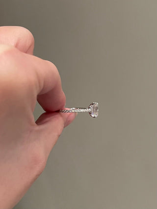 2.0ct Emerald Cut Hidden Halo Cathedral Moissanite Diamond Engagement Ring