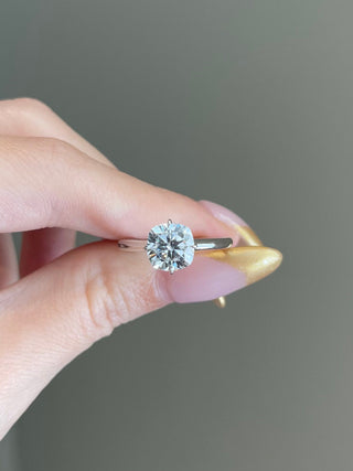 2.20ct Square Cushion Hidden Halo Solitaire Moissanite Diamond Engagement Ring