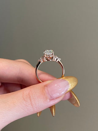 3.0ct Elongated Cushion Cut Cluster Diamond Moissanite Engagement Ring