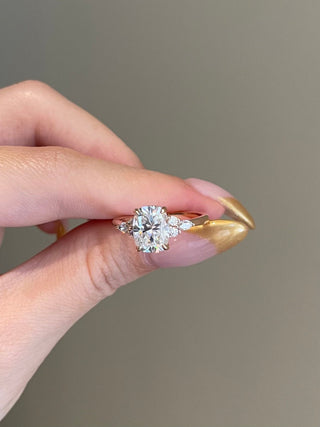 3.0ct Elongated Cushion Cut Cluster Diamond Moissanite Engagement Ring
