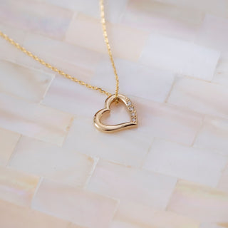 0.10CT Heart Shape Moissanite Diamond Necklace Yellow Gold