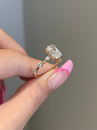 2.50ct Radiant Cut Petite Pave Diamond Moissanite Engagement Ring