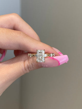 2.50ct Radiant Cut Petite Pave Diamond Moissanite Engagement Ring